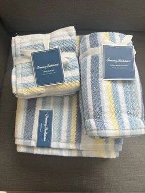 Tommy Bahama Blue White Bath Towel Set NWT 8 pc